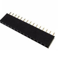 Pin header female pinsocket 1x15-pin 2.54mm pitch zwart